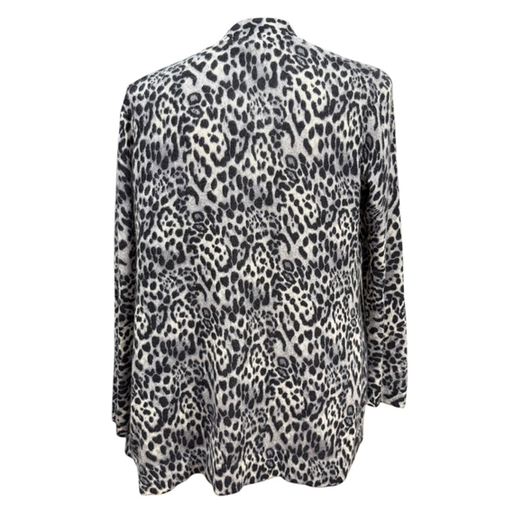 Charter Club Cardigan XL Gray Black Leopard Print Cashmere - Picture 6 of 8